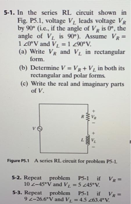 Solved 5-1. In the series RL circuit shown in Fig. P5.1, | Chegg.com