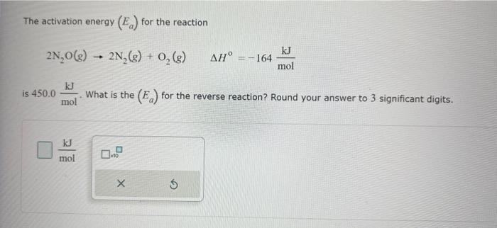 Solved The activation energy (Ea) for the reaction 2 | Chegg.com