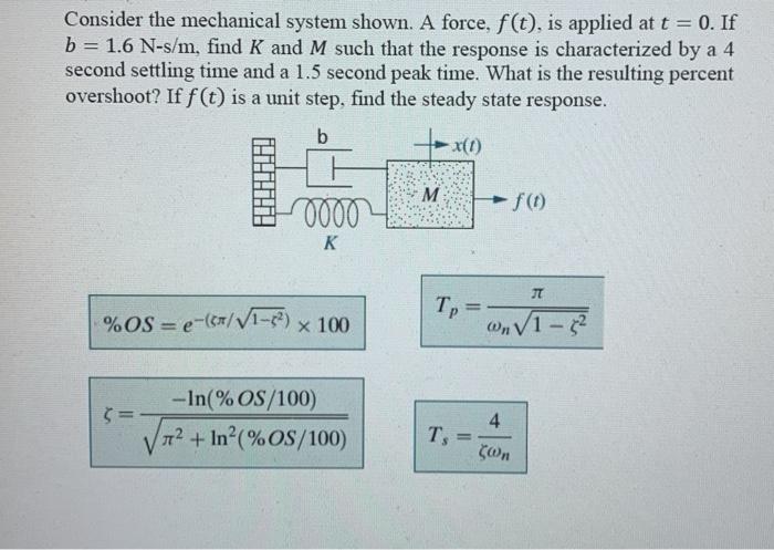 Solved Consider The Mechanical System Shown. A Force, F(t), | Chegg.com