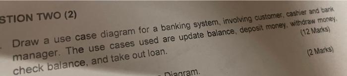 Solved Draw a use case diagram for a banking system, | Chegg.com