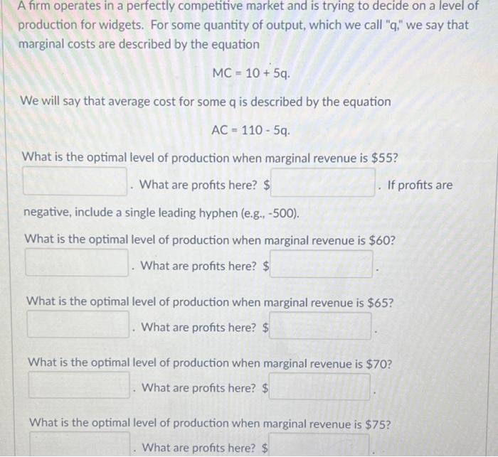 Solved A firm operates in a perfectly competitive market and | Chegg.com