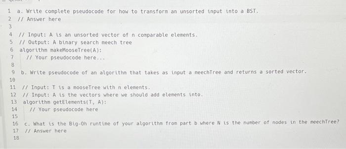 Solved 1 a. Write conplete pseudocode for how to transform | Chegg.com