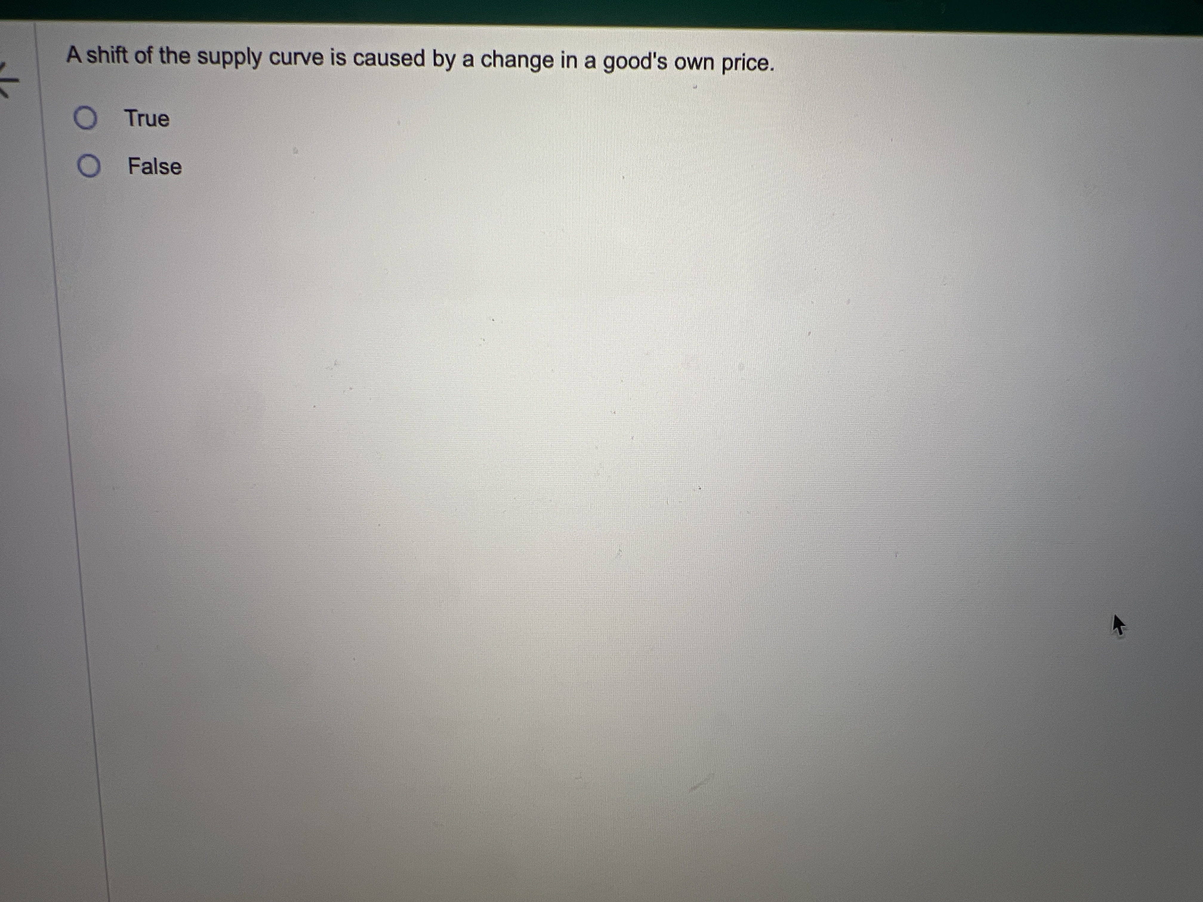 Solved A shift of the supply curve is caused by a change in | Chegg.com