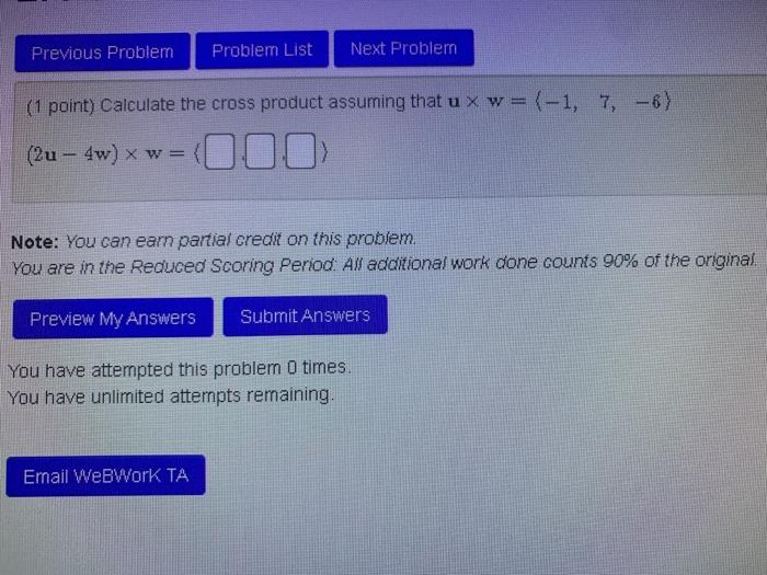 Solved Previous Problem Problem List Next Problem (1 point) | Chegg.com