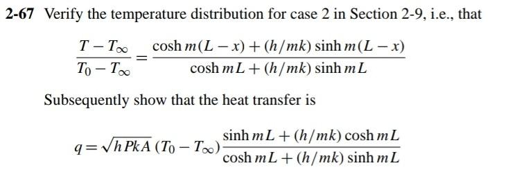 Solved -67 Verify the temperature distribution for case 2 in | Chegg.com