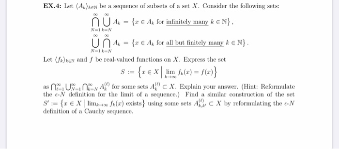 Solved N 1k N N1k N Ex 4 Let Ak Ken Be A Sequence Of Su Chegg Com