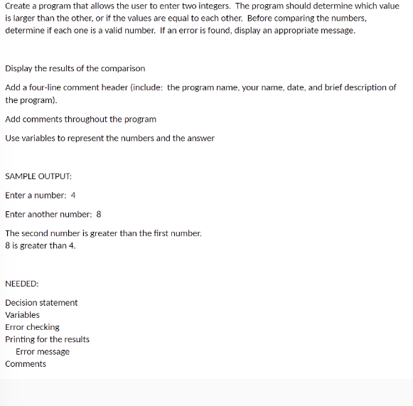 Solved This needs to be able to run in visual basic | Chegg.com