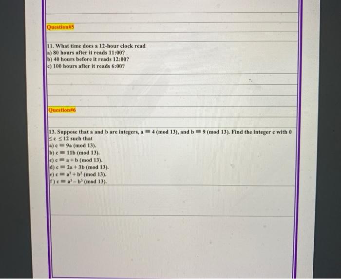 Solved Questions 11. What time does a 12hour clock read a)