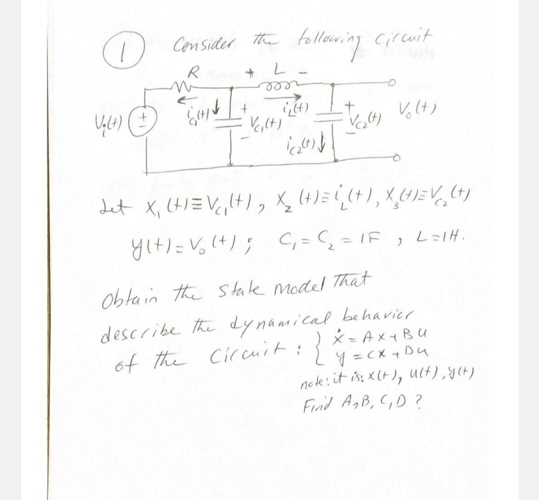 Solved (1) consider the following circuit Let | Chegg.com