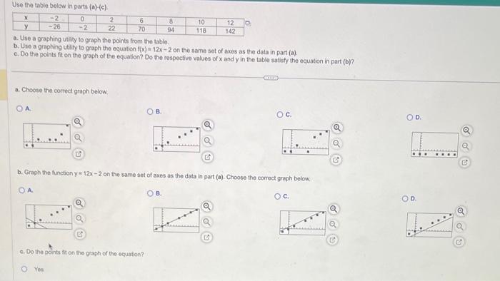 Solved Use the table below in parts (a)-(c). a. Use a | Chegg.com