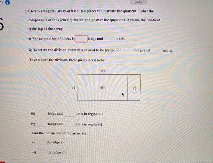 Solved #20 Saved c. Use a rectangular array of base-ten | Chegg.com