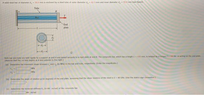 Solved A solid steel ber of diameter, -mm is enclosed by a | Chegg.com