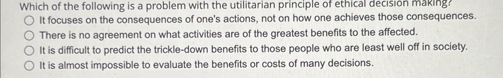 Solved Which of the following is a problem with the | Chegg.com