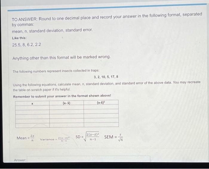 Solved TO ANSWER: Round to one decimal place and record your | Chegg.com