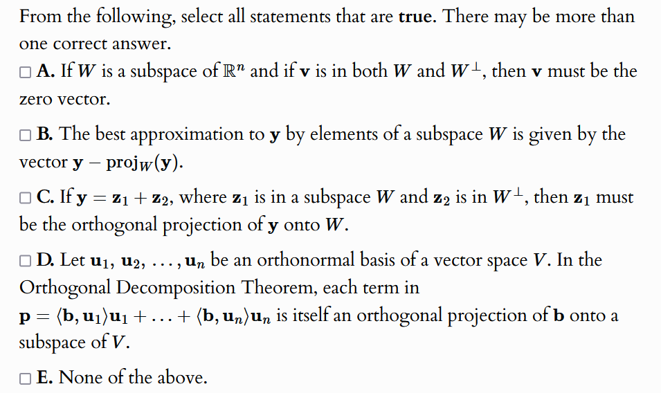 Solved From the following, select all statements that are | Chegg.com