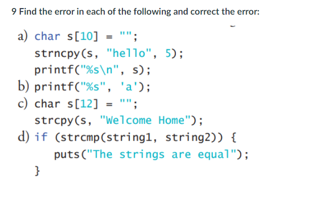 Solved 9 ﻿Find the error in each of the following and | Chegg.com