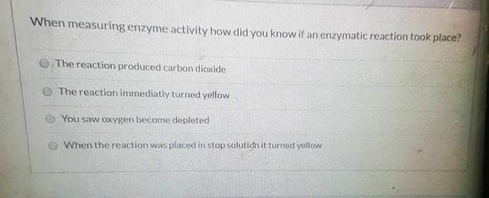 Solved When measuring enzyme activity how did you know if an | Chegg.com