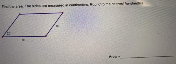 Solved Find the area. The sides are measured in centimeters. | Chegg.com