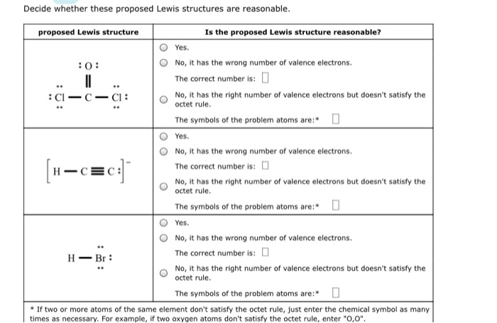 Solved Decide Whether These Proposed Lewis Structures Are Chegg Com
