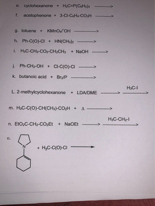 Solved E Cyclohexanone H2c P C6h5 3 F Acetophenone Chegg Com