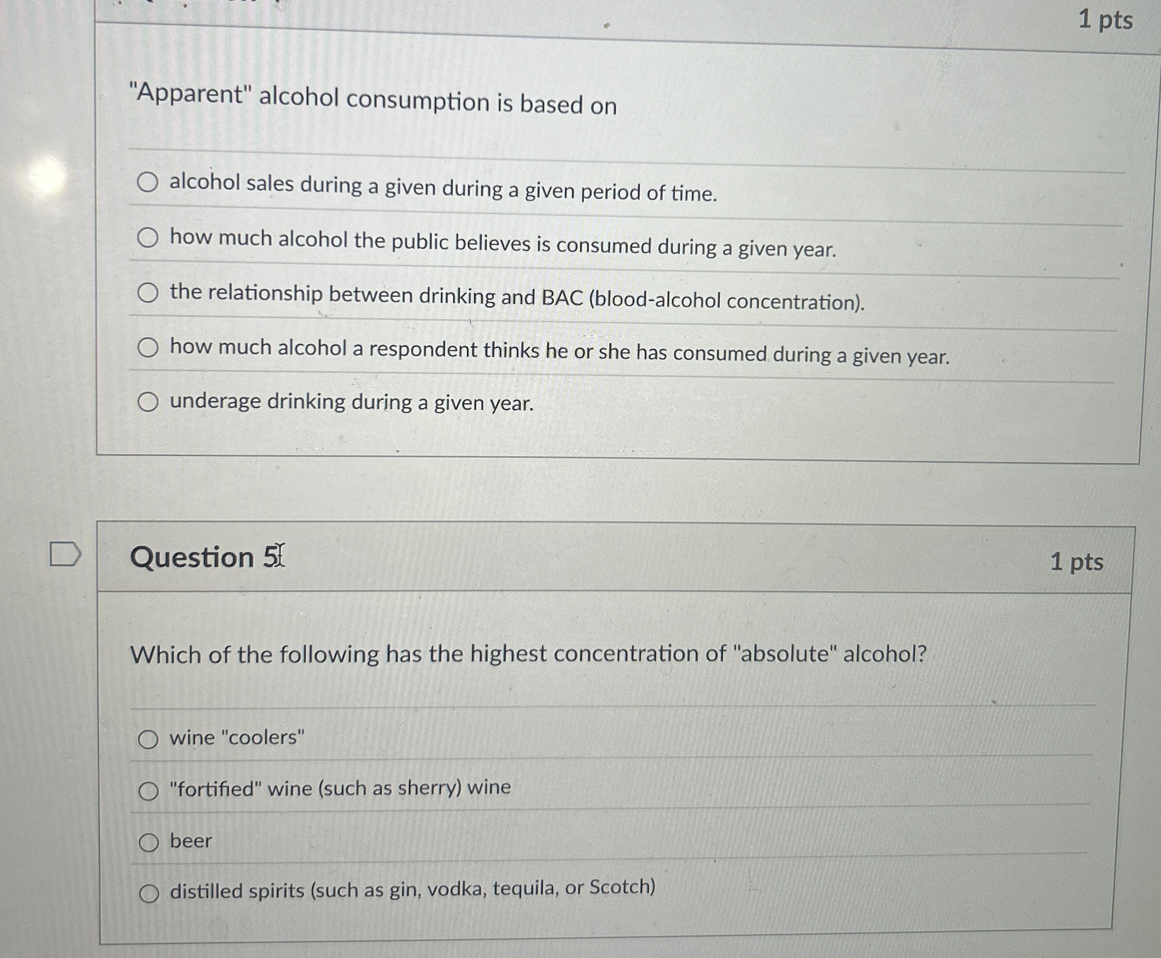 Solved 1 ﻿pts"Apparent" alcohol consumption is based