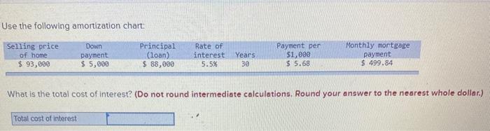 Solved Complete the following amortization chart by using | Chegg.com