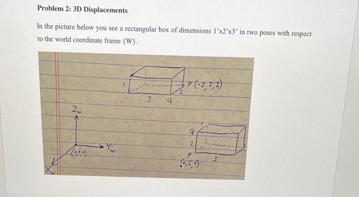 Solved Problem 2: 3D Displacements In the picture below you | Chegg.com