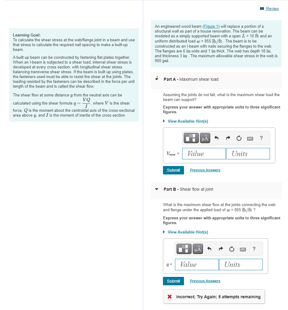 Solved by an EXPERT Learning Goal:To calculate the shear stress at the ...