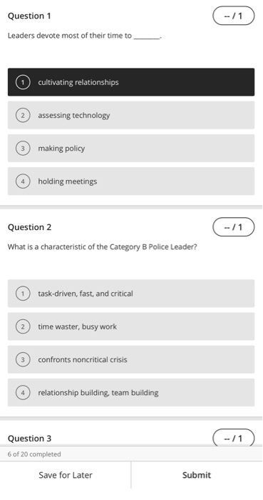 Solved --/1 Question 1 Leaders devote most of their time to | Chegg.com