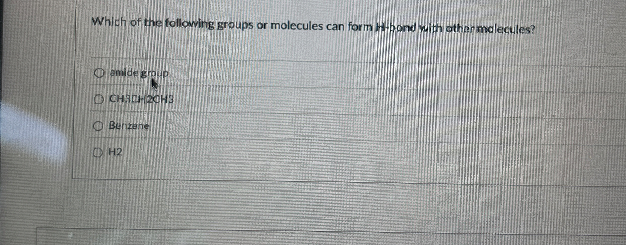 Solved Which of the following groups or molecules can form H | Chegg.com