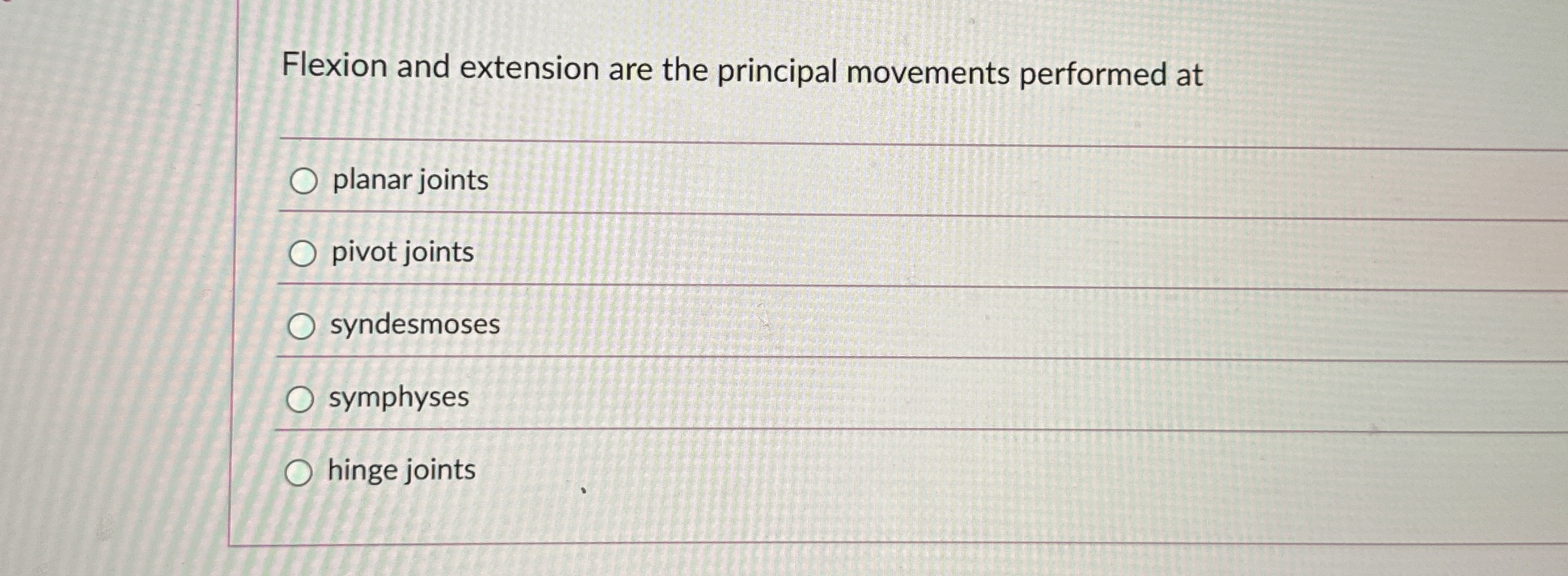 Solved Flexion and extension are the principal movements | Chegg.com