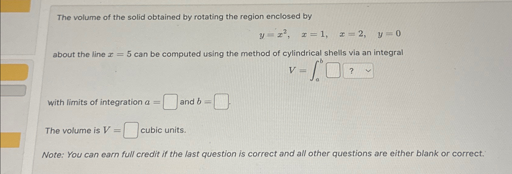 Solved The volume of the solid obtained by rotating the | Chegg.com