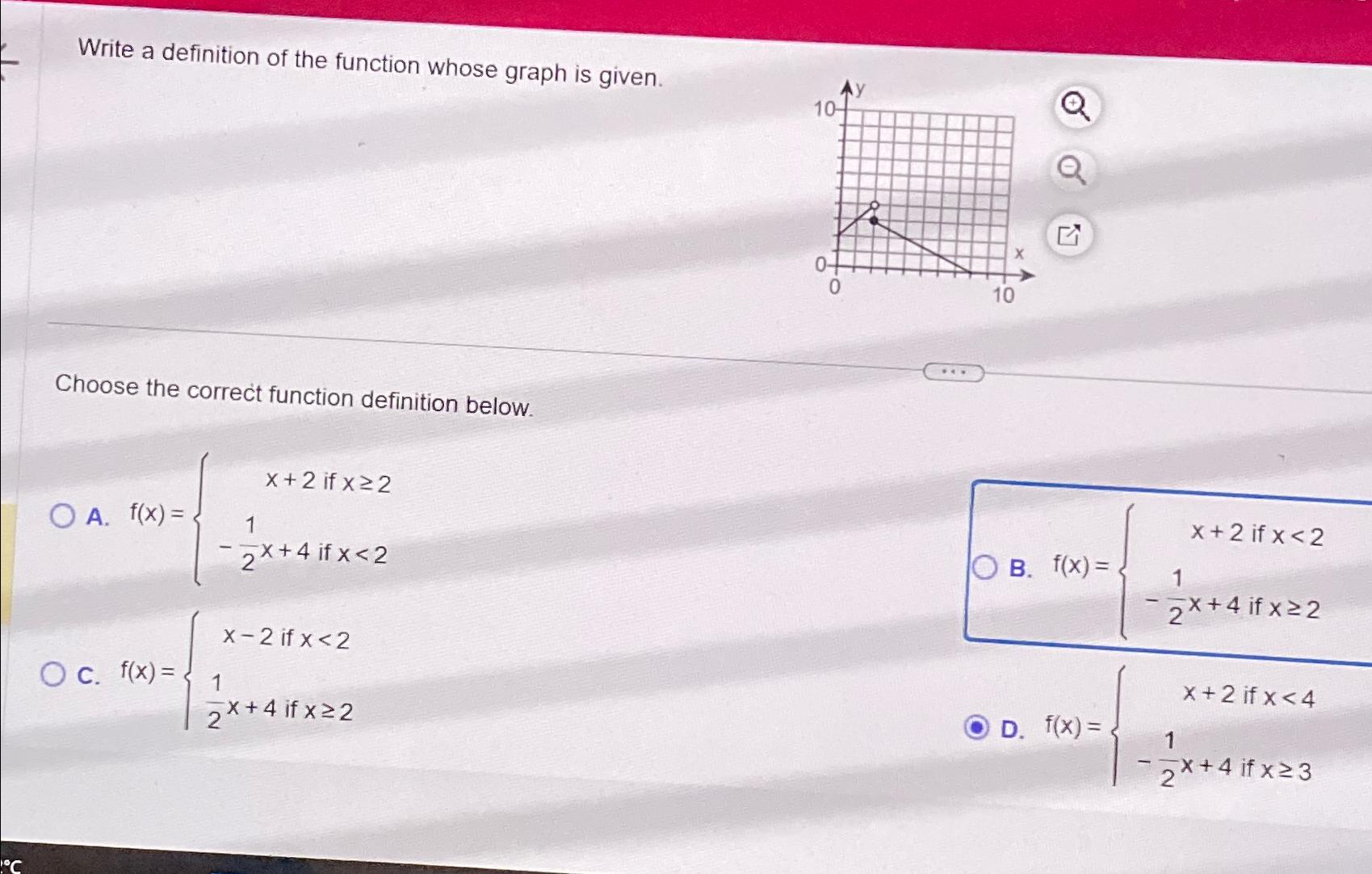 Solved Write a definition of the function whose graph is | Chegg.com