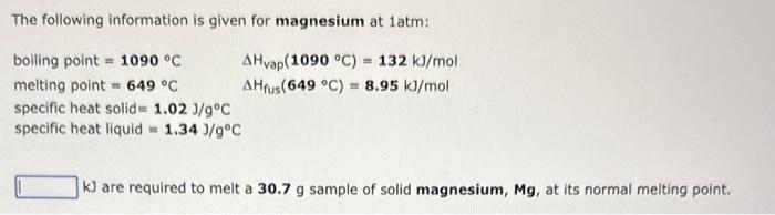 Solved The Following Information Is Given For Copper At | Chegg.com