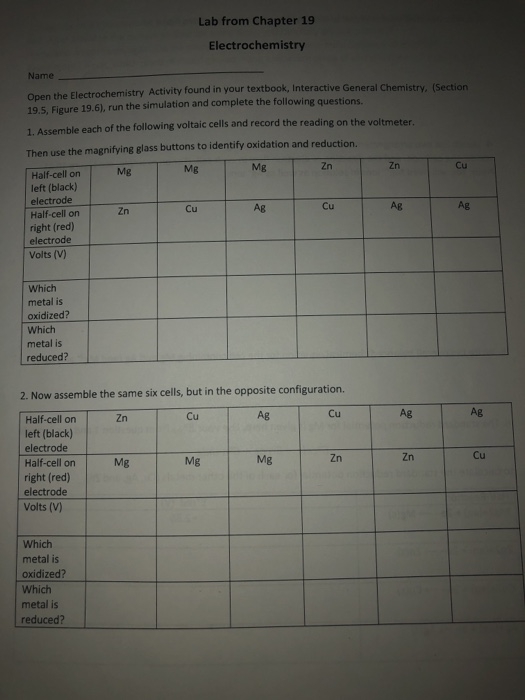 Lab from Chapter 19 Electrochemistry Name Open the