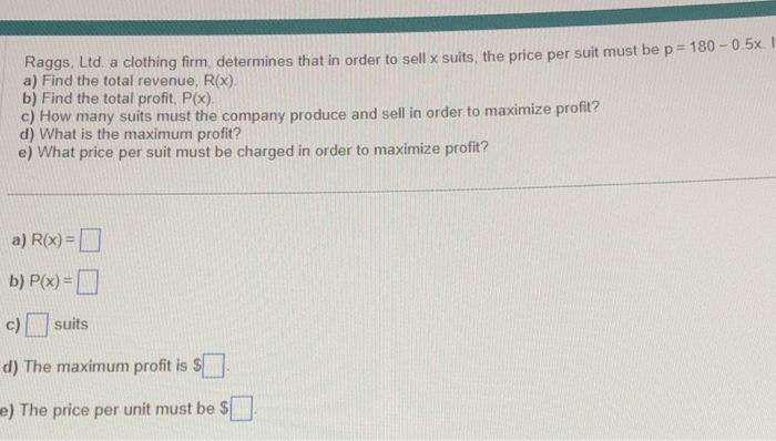 Solved B) Find The Lotal Profit. P(x) C) How T D) What Many | Chegg.com