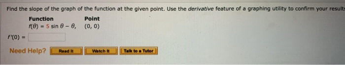 Solved Find the slope of the graph of the function at the | Chegg.com