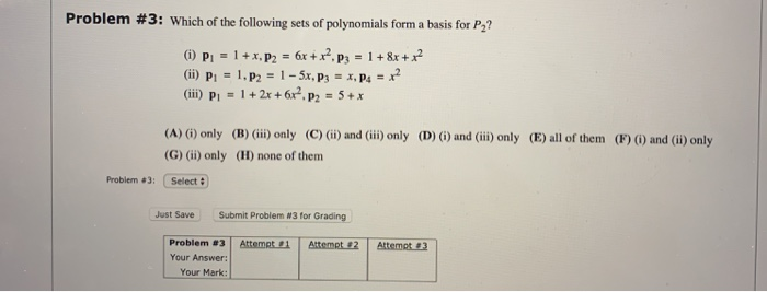 Solved Problem #3: Which of the following sets of | Chegg.com
