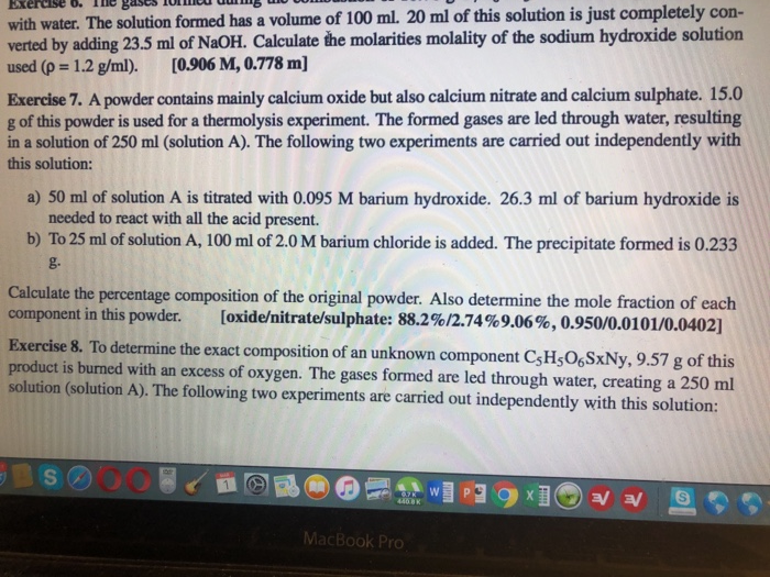 Exercise O Le Gases Iucu Umg W U U With Water Th Chegg Com