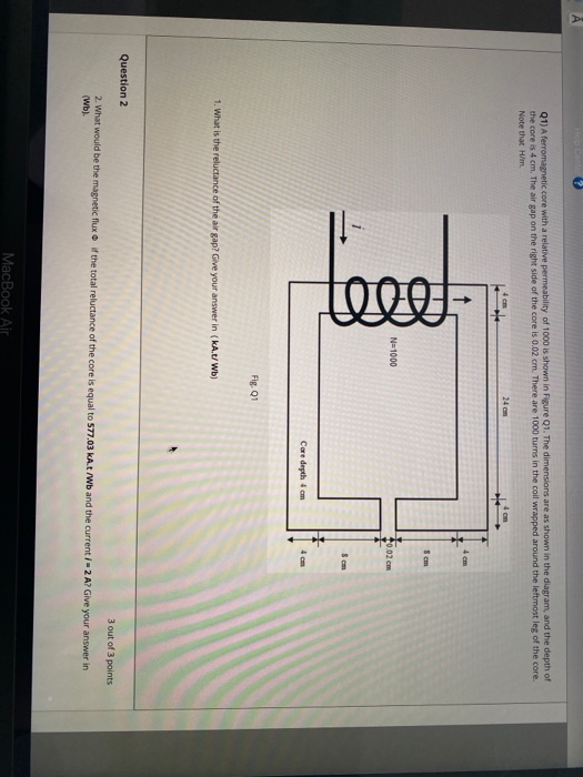 Solved Q3: what is the magnetic flux density in the air gap | Chegg.com