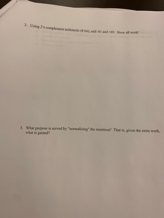 Solved 2. Using 2's complement arithmetic 8-s complement | Chegg.com