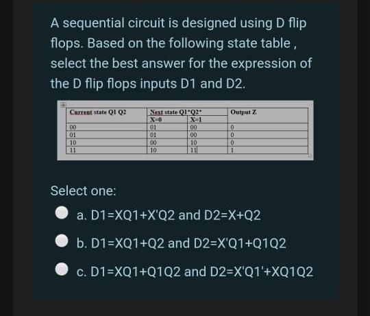 Solved A sequential circuit is designed using D flip flops. | Chegg.com