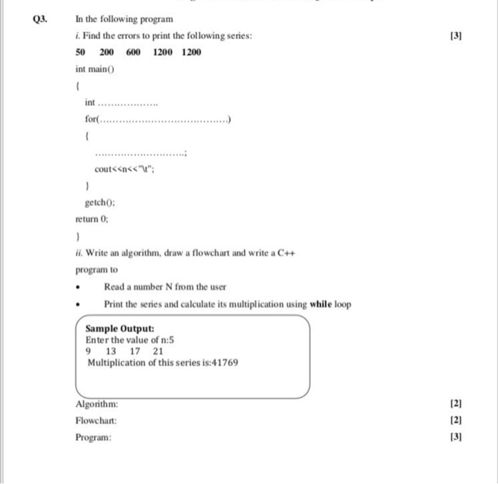 Solved Q1. 131 i. Write the for loop program to print the | Chegg.com