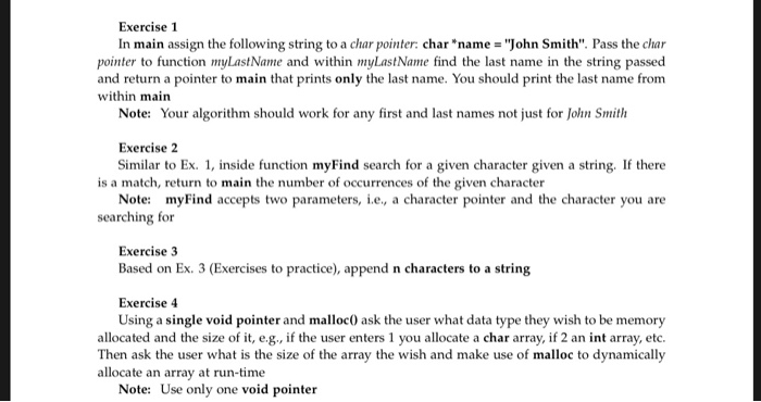 Solved Exercise 1 In main assign the following string to a | Chegg.com