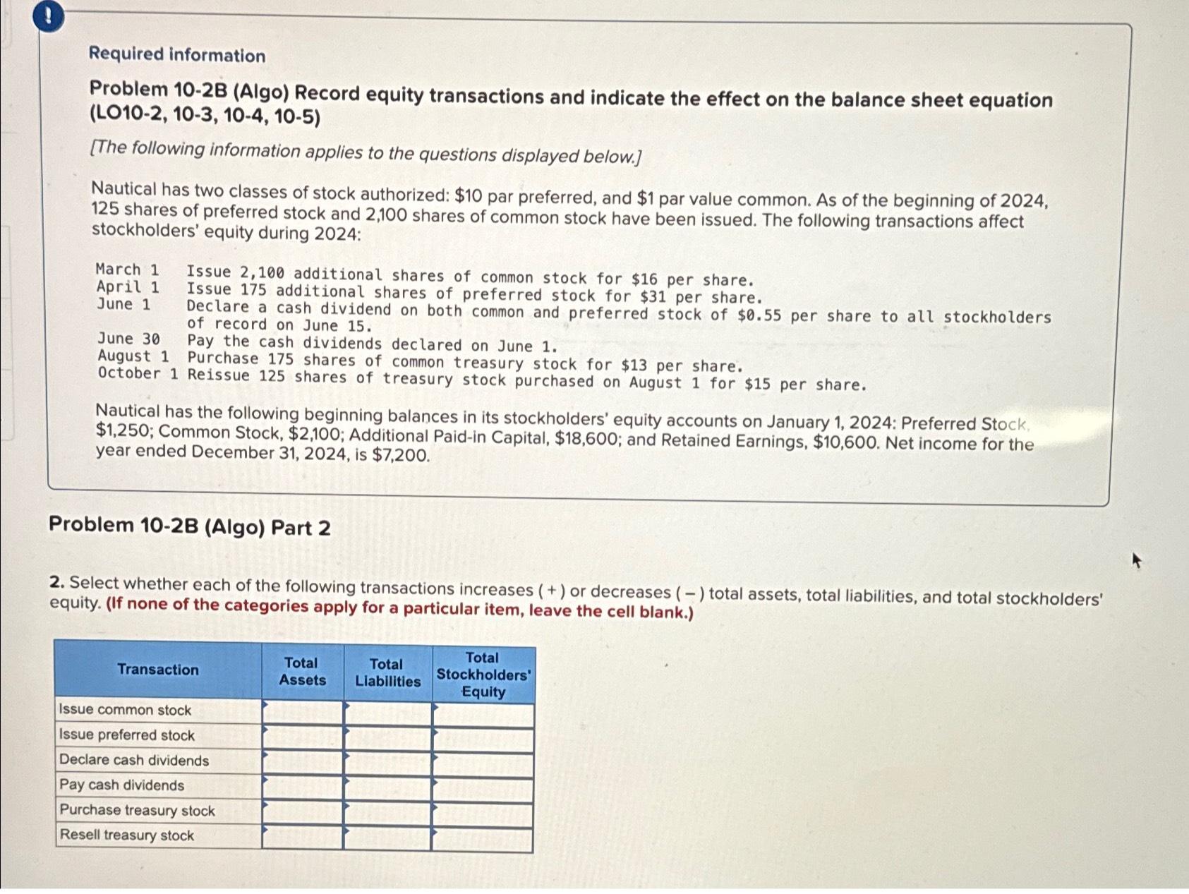 Solved Required InformationProblem 10-2B (Algo) ﻿Record | Chegg.com