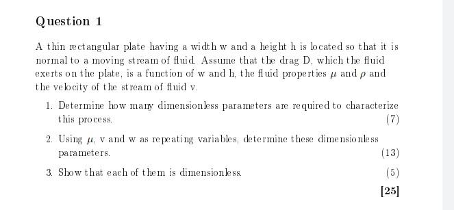 Solved A thin rectangular plate has a width w and a height