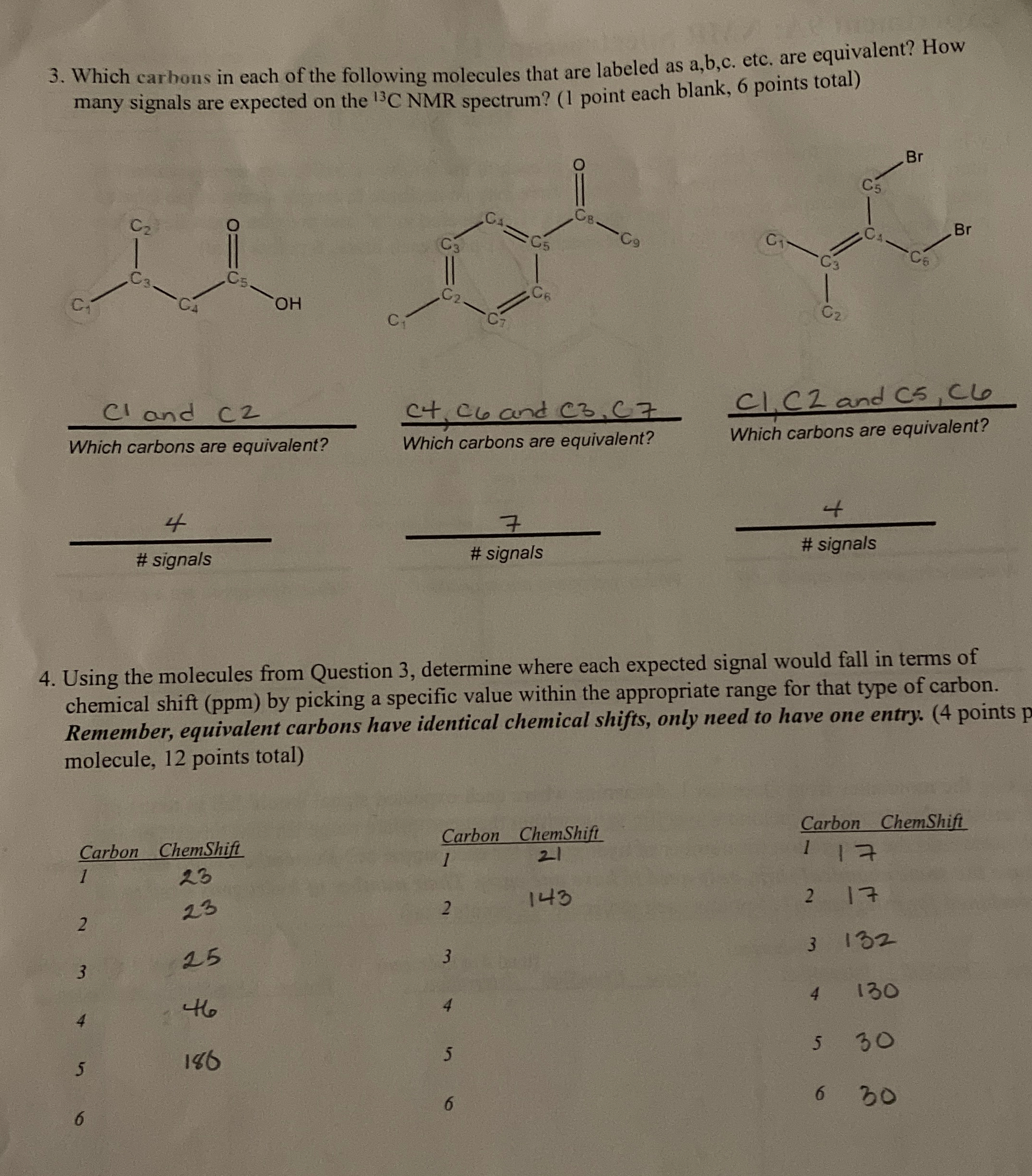 Solved Which carbons in each of the following molecules that | Chegg.com