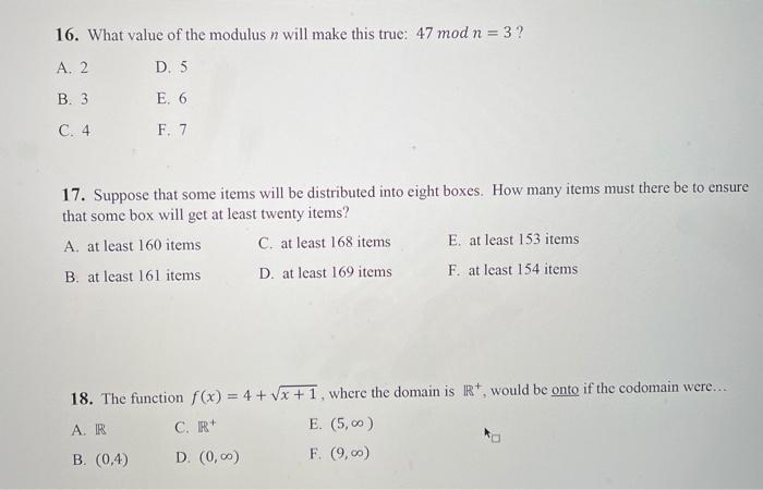 Solved 16 What Value Of The Modulus N Will Make This Tru Chegg Com