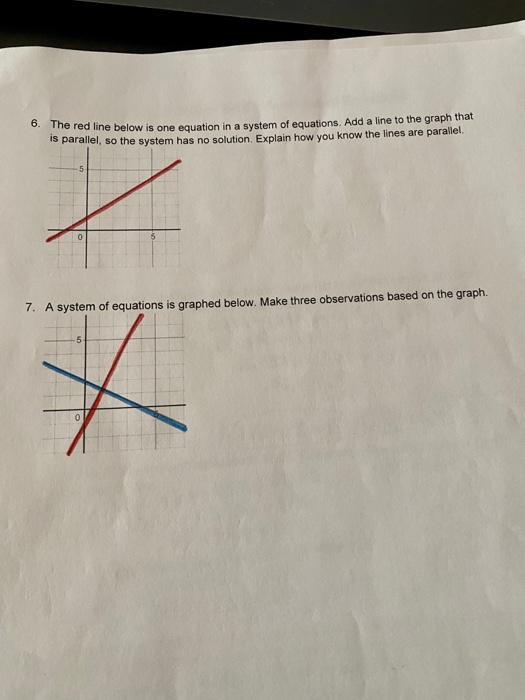 Solved 6. The red line below is one equation in a system of | Chegg.com