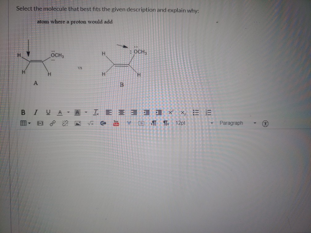 Solved Select the molecule that best fits the given | Chegg.com